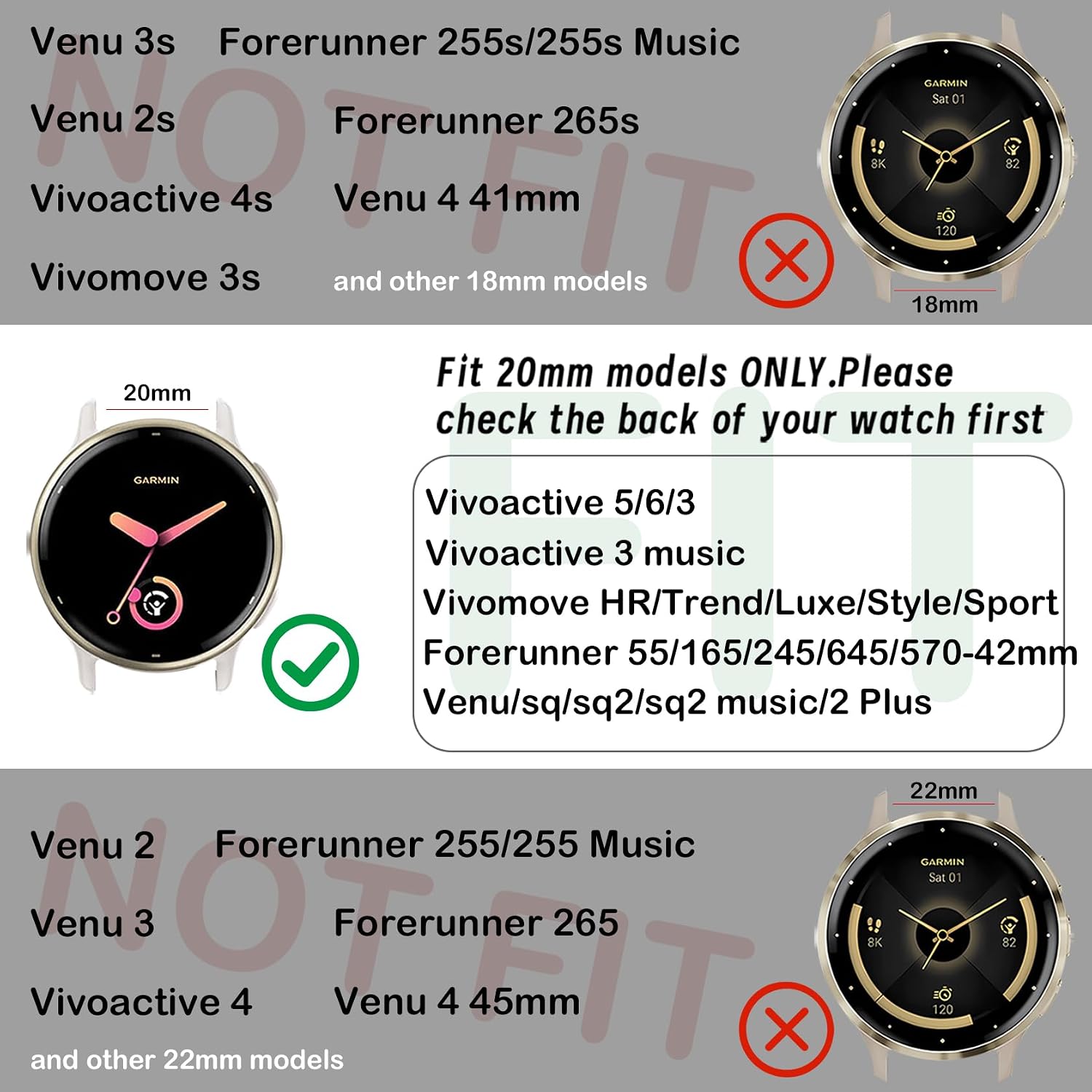 20mm Magnetic Braided Nylon Band Compatible With Garmin Vivoactive 6/Vivoactive 5/3/3 Music Watch Bands, Quick Release Stretchy Strap Replacement for Venu Sq 2/Forerunner 55/165/245/645