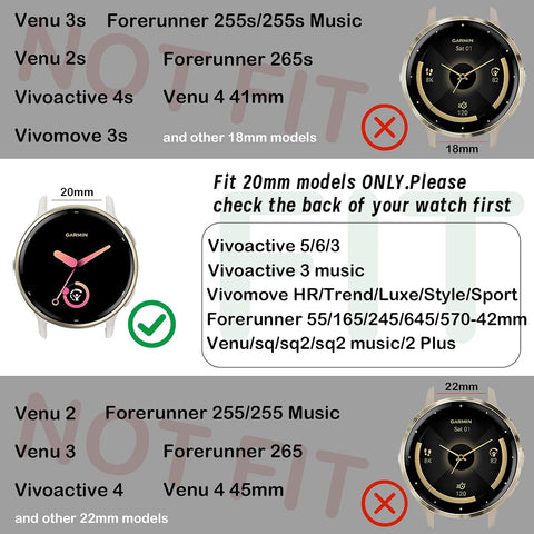 20mm Magnetic Braided Nylon Band Compatible With Garmin Vivoactive 6/Vivoactive 5/3/3 Music Watch Bands, Quick Release Stretchy Strap Replacement for Venu Sq 2/Forerunner 55/165/245/645