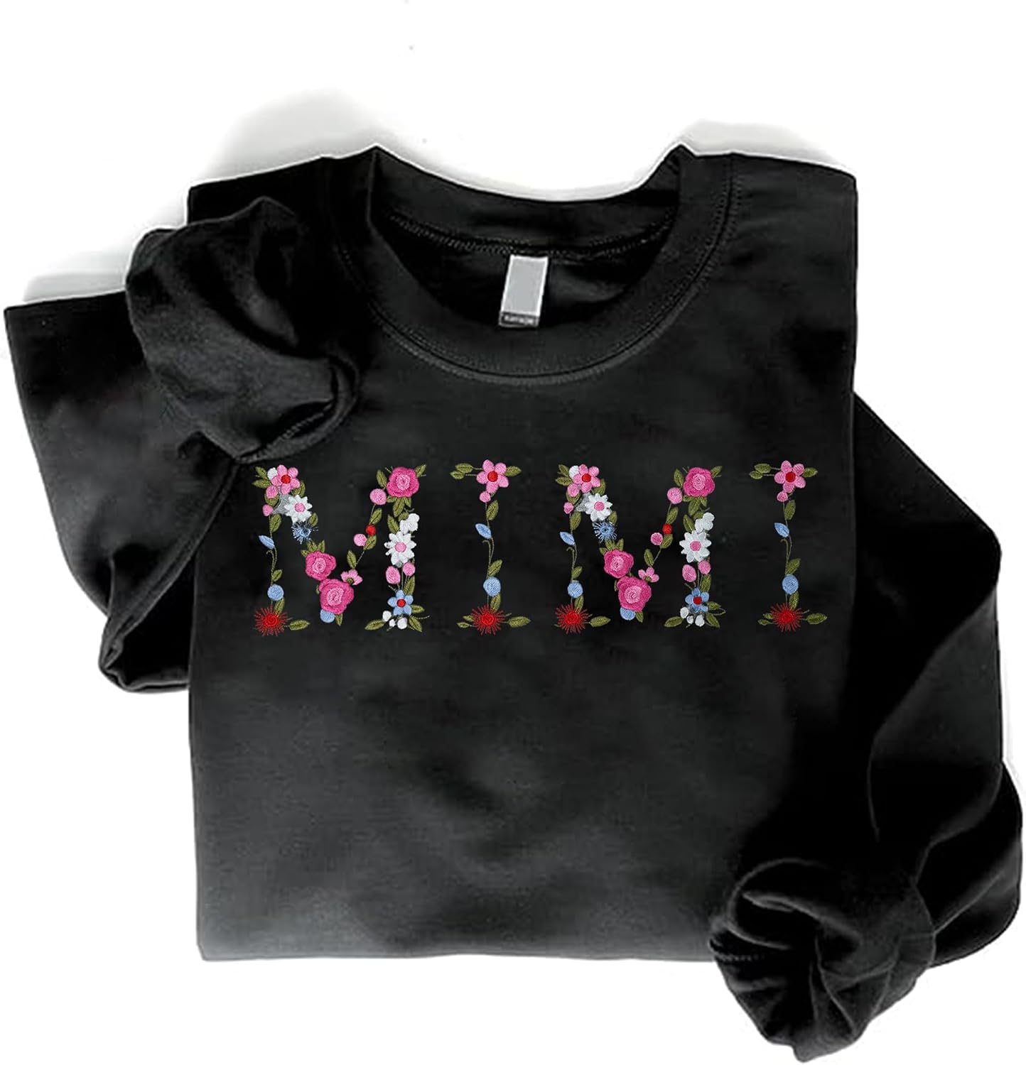 Embroidery Mimi Sweatshirts For Women Gift Sweatshirt From Grandkids Mimi Flower Grandma Gift Mothers Christmas