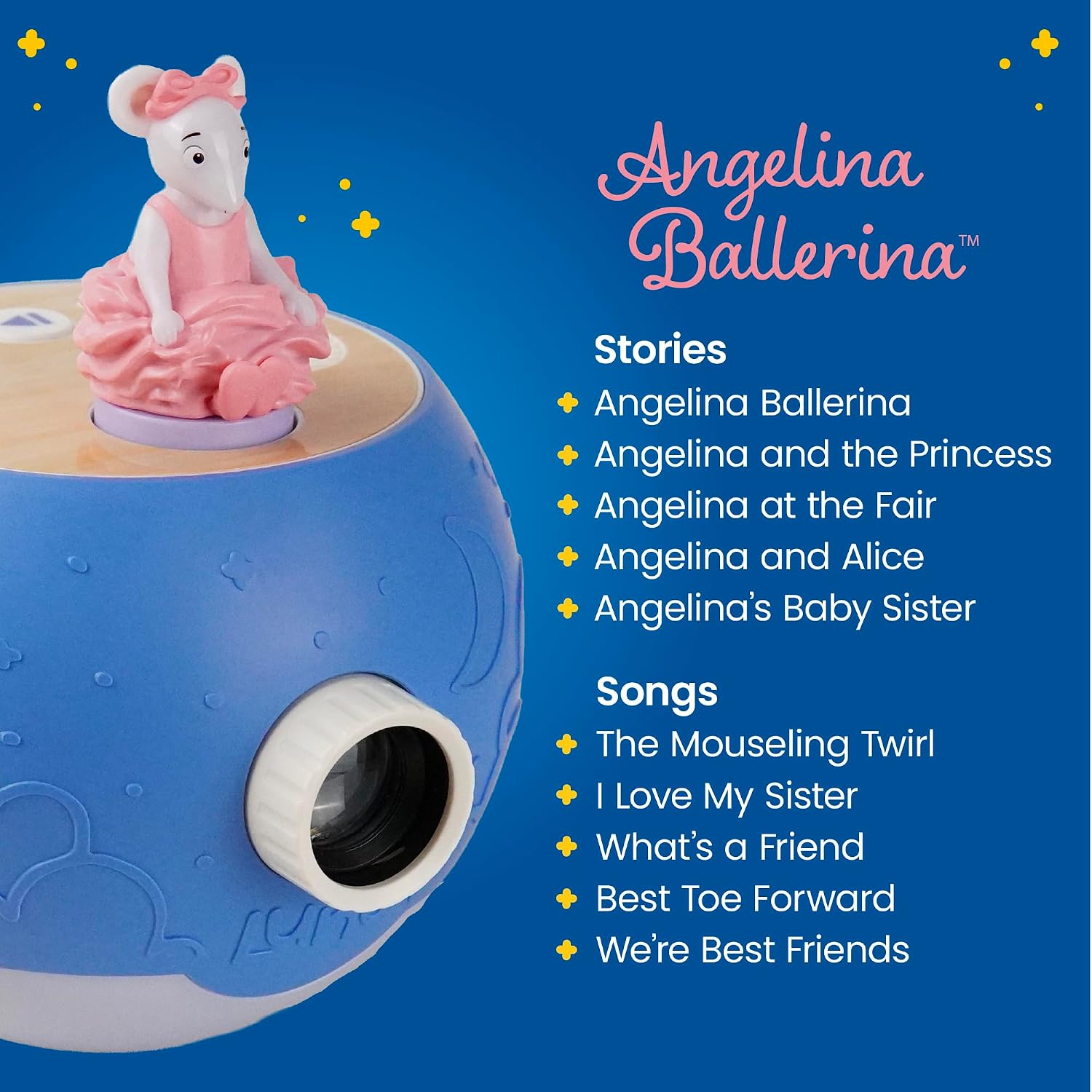 Angelina Ballerina Character - Projects 5 Dancing Stories and 5 Songs, Over 45 Minutes of Graceful Audio Content | Gift and Toy for Ages 3+