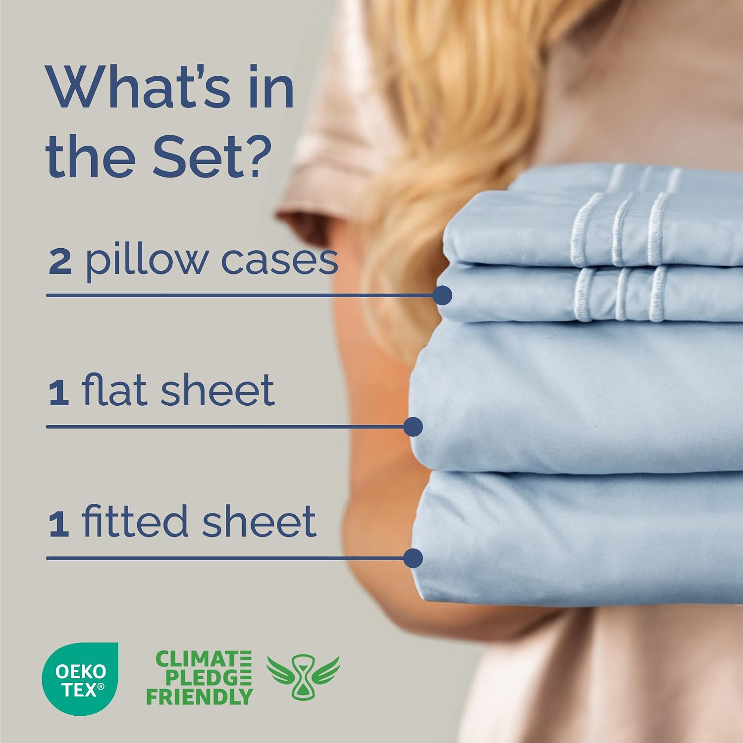 Cal King Size 4 Piece Sheet Set - Breathable & Cooling Sheets - Sky Blue