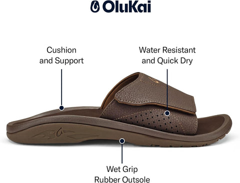 OluKai Nalu Slide Men's Versatile Sandals, Adjustable Straps