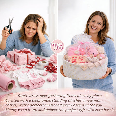 Ultimate Baby Girl Shower Gift Basket Set - Newborn Essentials, Large Pink Gift Basket With Rattle, Swaddle, Diaper Caddy Organizer