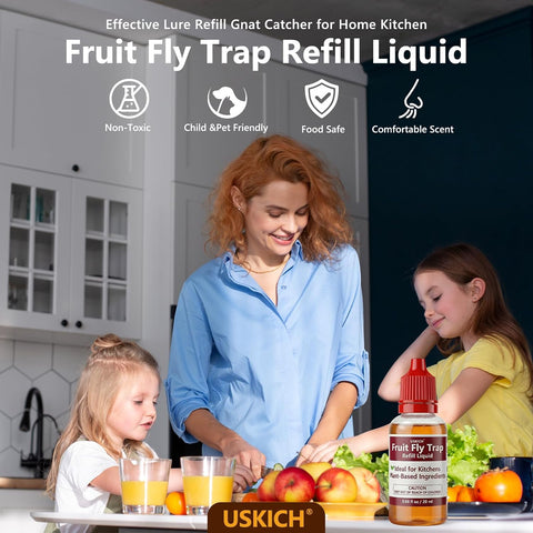 30 Pack Fruit Fly Trap Refill Liquid, 0.68oz/ Bottle, Liquid Fly Traps Refill for Indoors,Effective Lure Refill Gnat Catcher for Home Kitchen Use,Non Toxic Safe Near Food