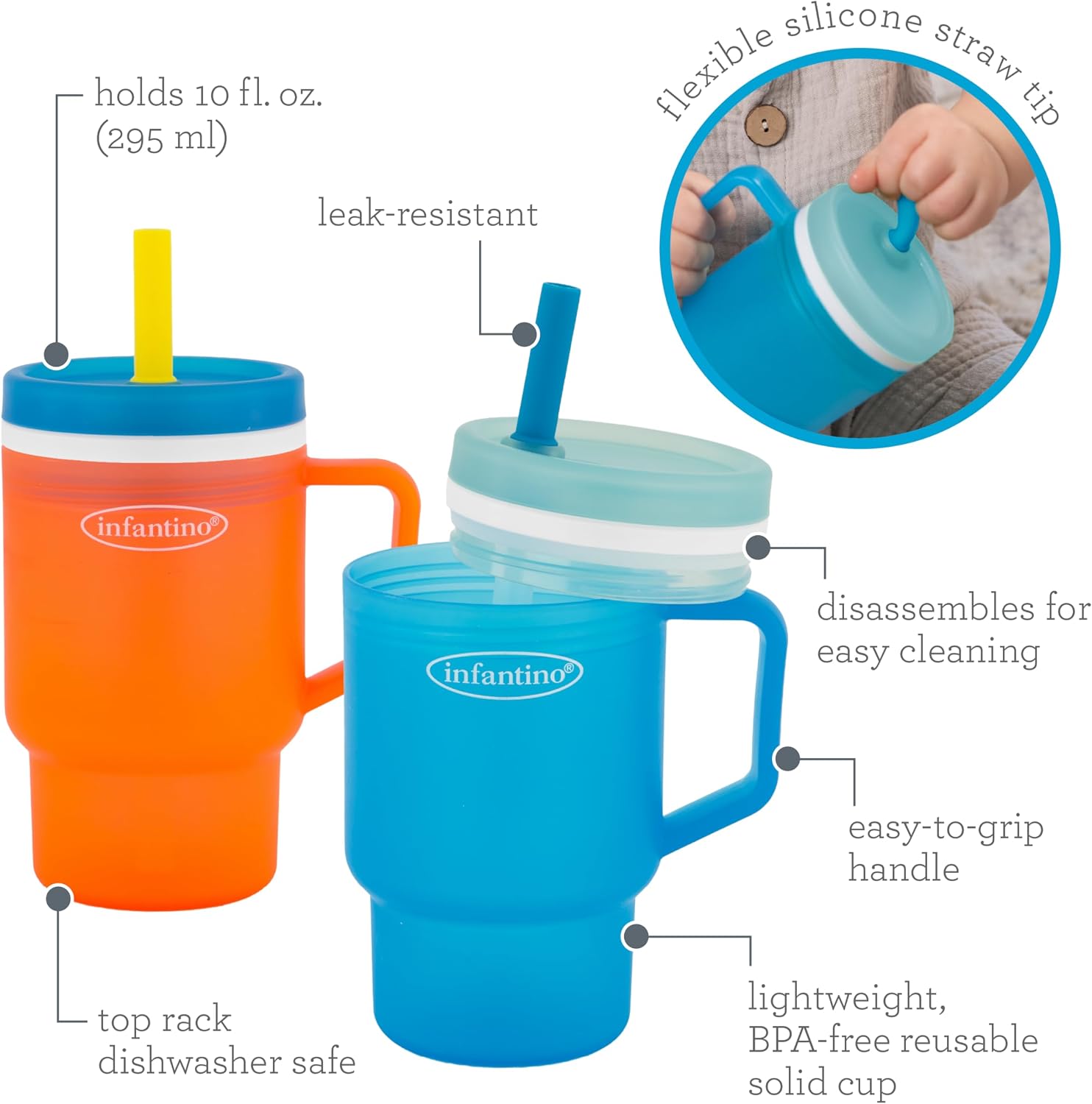 Infantino My 1st Tumbler Straw Cup, 10oz, High Tide & Citrus Splash