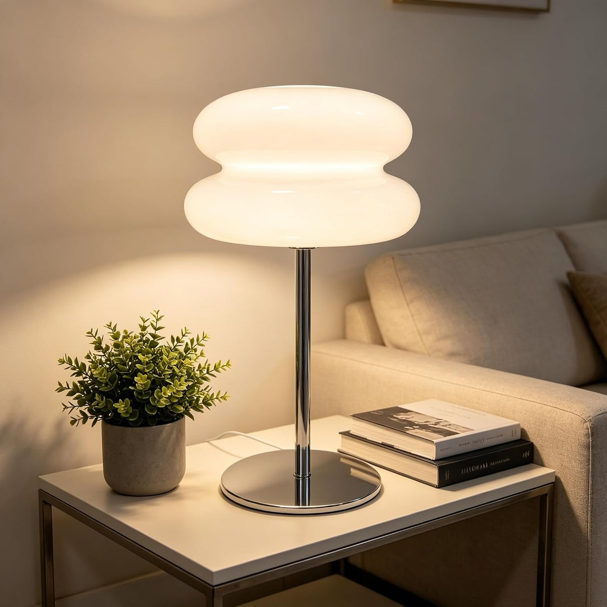 Bedroom Mushroom lamp, Medieval Modern Bedside Table lamp, dimmable Retro Egg Tart Headlight, Unique Home Mushroom Decoration Aesthetic Lovely Living Room Desk lamp (White)