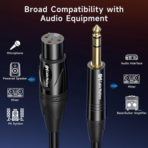 Cable Matters 6.35mm 1/4 Inch TRS to XLR Cable, Male to Female, 50ft