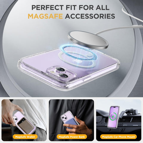 Miracase for iPhone 14 Case,Full-Body Bumper &Screen Protector,ClearGlitter