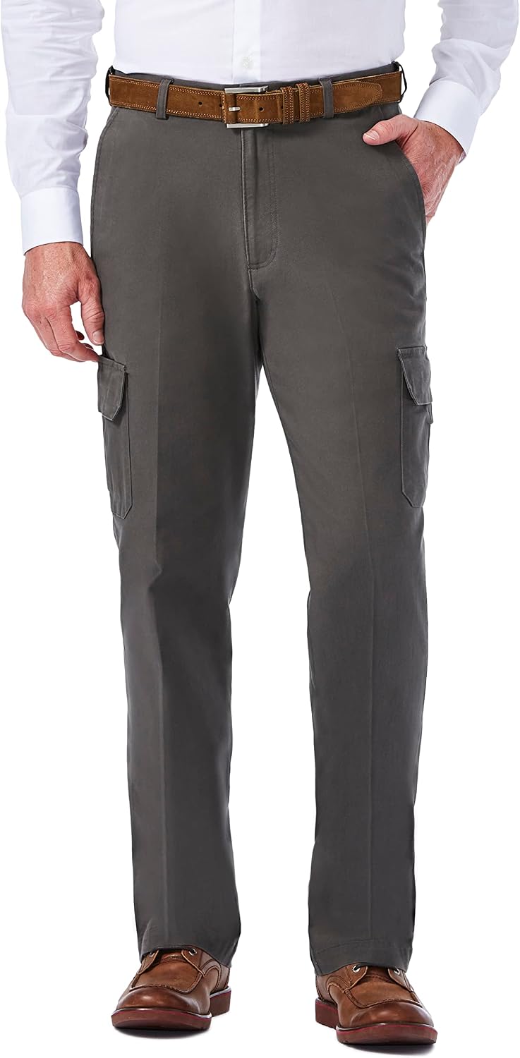 Haggar Men's Comfort Stretch Classic Fit Flat Front Cargo Pant - Regular and Big & Tall Sizes