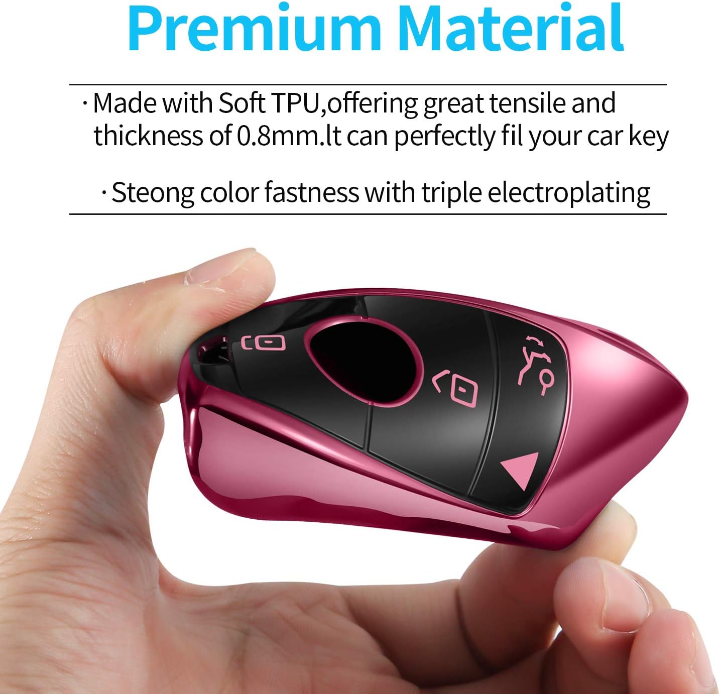 Tukellen for Mercedes Benz Key fob Cover,Special Soft TPU Key Case Protector Compatible with 2021-2026 GLE GLS GLA AMG GT,2019-2023 E-Class A-Class C-Class G-Class CLS 2018-2021 S-Class-Pink