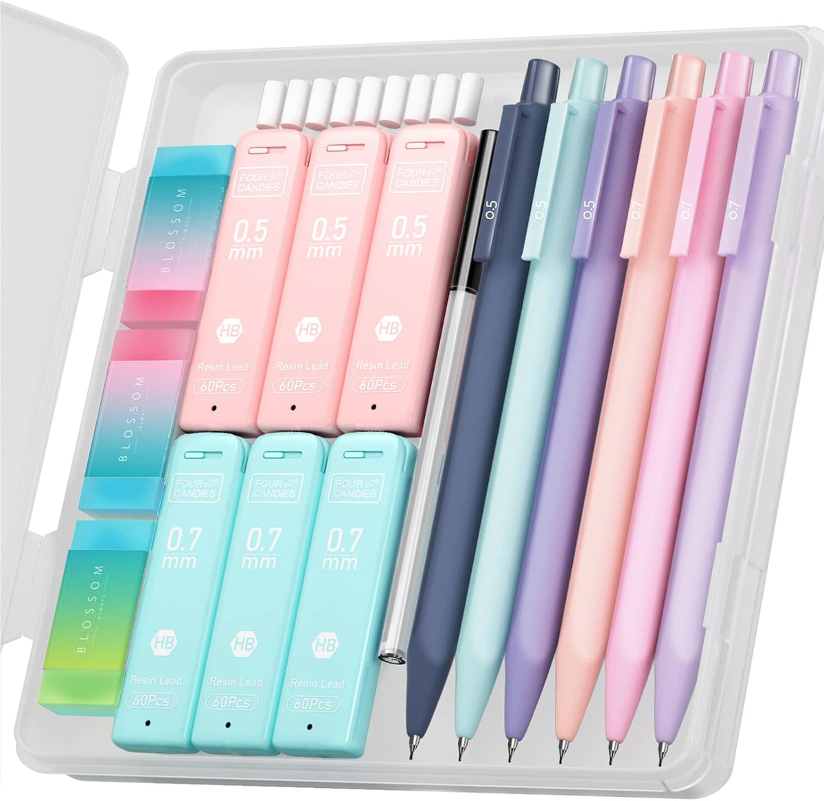 Four Candies Cute Mechanical Pencil Set, 6-Pack 0.5/0.7mm