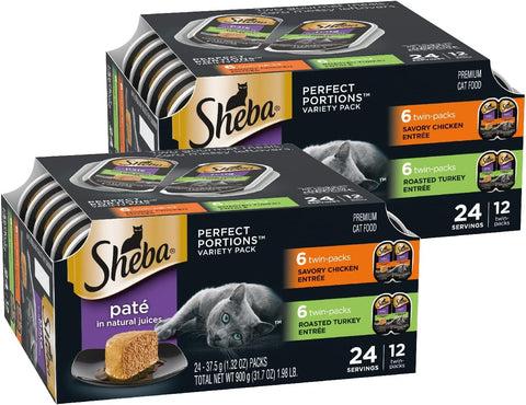Sheba Perfect Portions Pate Wet Cat Food, Poultry Pack, 2.6 oz, 12 ct, 2pk