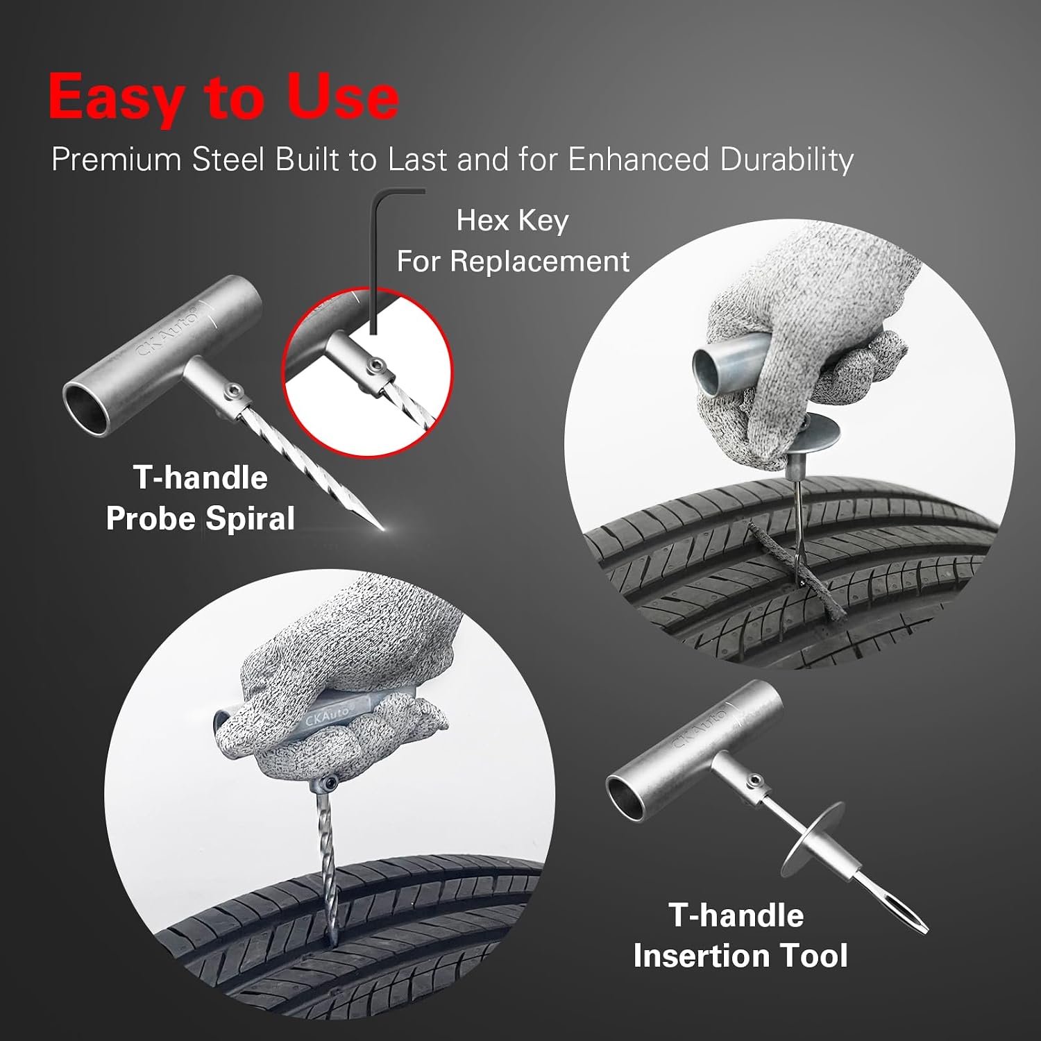 CKAuto 80 pcs Universal Tire Repair Kit with Plugs Heavy Duty Professional