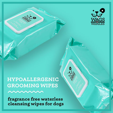 Wags & Wiggles Hypoallergenic Dog Wipes, Fragrance-Free, 100 Count