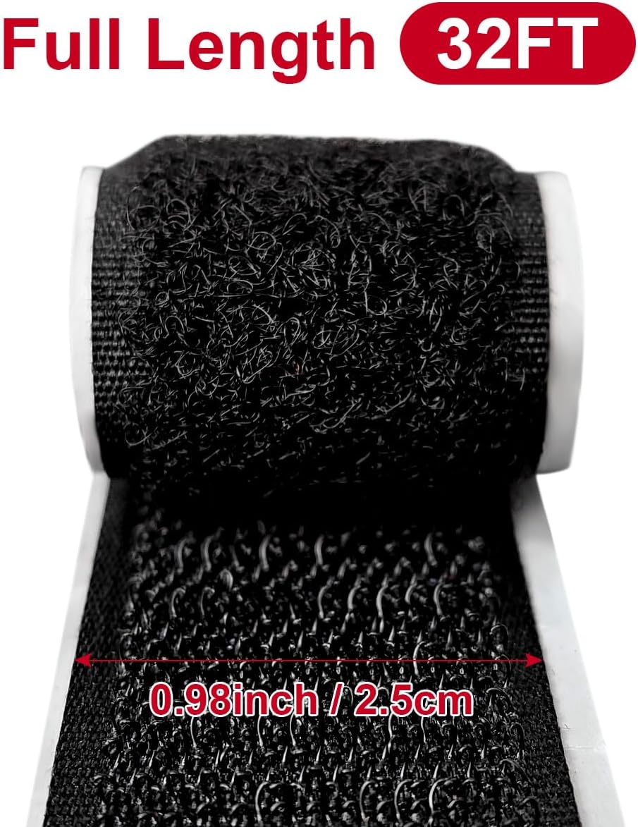 1 Inch x 33 Feet Hook and Loop Tape, Nylon Heavy Duty Hook and Loop Tape Strips, Excellent Grip, Non-Adhesive, Interlocking Tape,for Sewing, Crafting,DIY,Wall Adhesive Strips