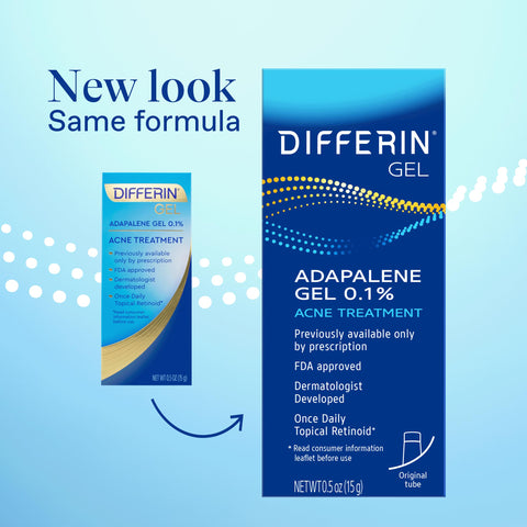 Differin Acne Treatment Gel, 60 Day Supply, Retinoid Treatment for Face with 0.1% Adapalene, Gentle Skin Care for Acne Prone Sensitive Skin, 15g Tube (Pack of 2) (Packaging May Vary)