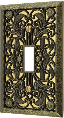 Amerelle 65DAB Filigree Wallplate, 1 Duplex, Antique Brass