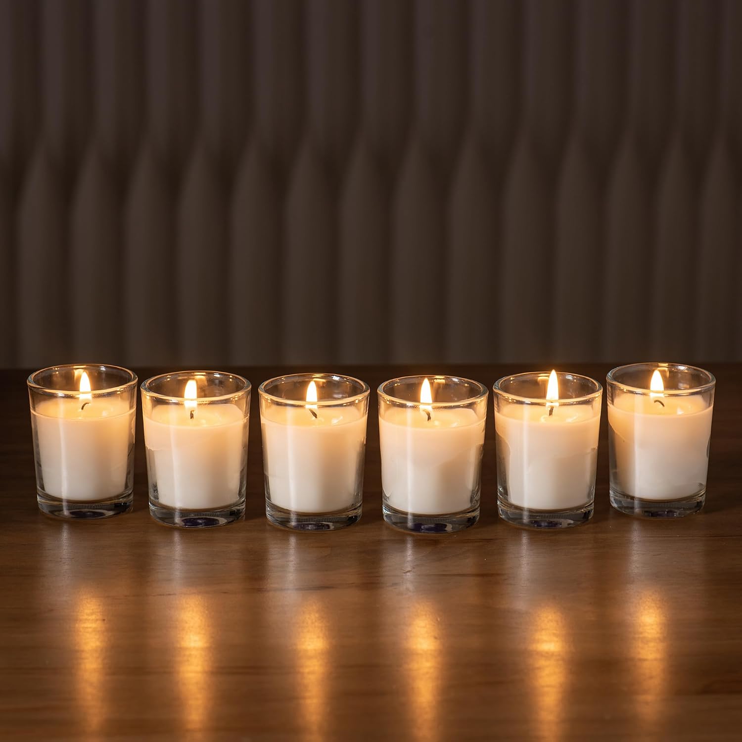 Housecret 72 Pack Warm White Unscented Clear Glass Filled Votive Candles. Hand Poured Wax Candle Ideal Gifts for Aromatherapy Spa Weddings Birthdays Holidays Party