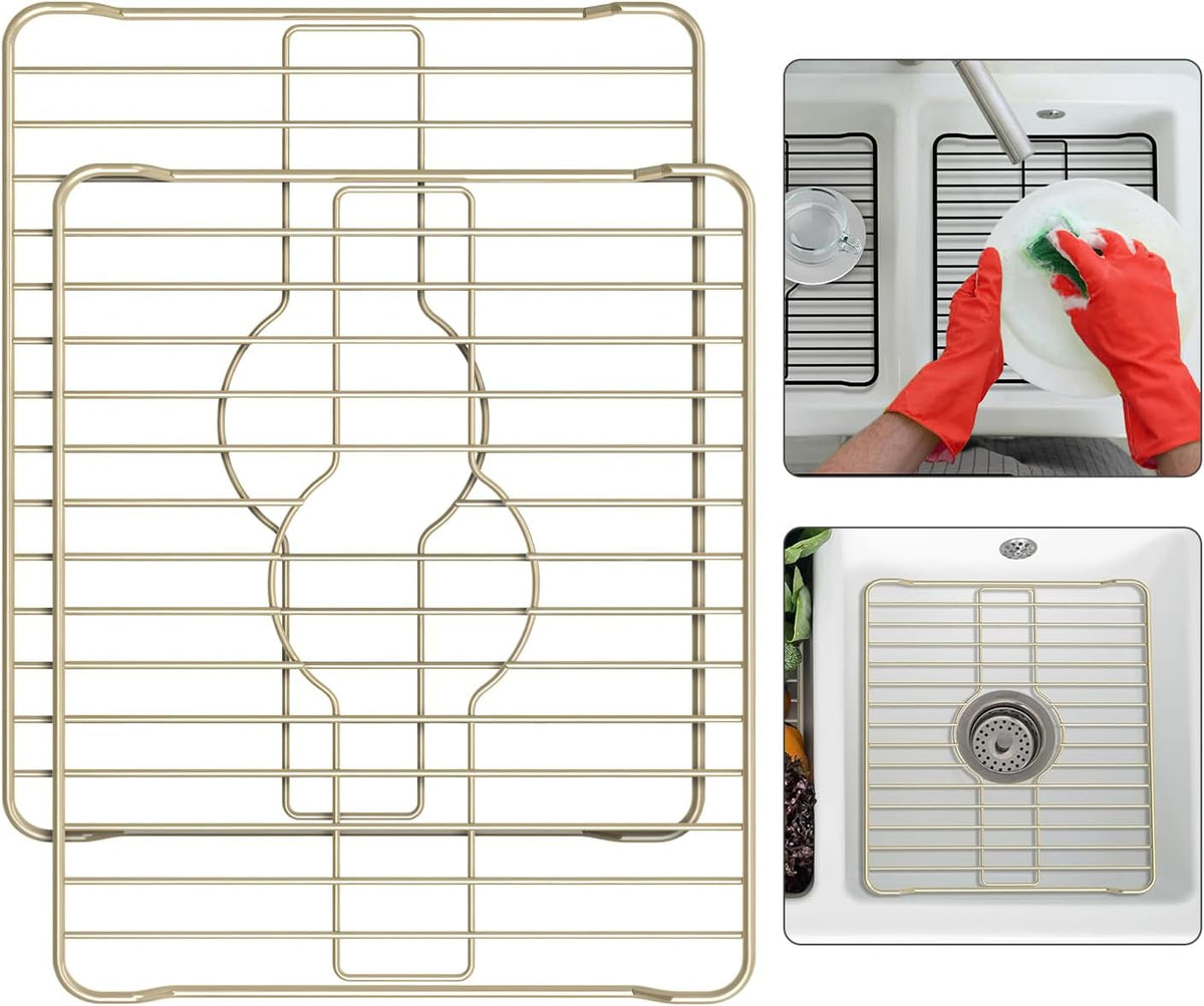 Better Houseware Sink Protectors for Kitchen Sink, Protective Metal Grid, 12x10.25x1 inches, Almond Kitchen Sink Mat to Shield Sink Base from Scratches, Rust-Resistant Coating, 2 pack, S