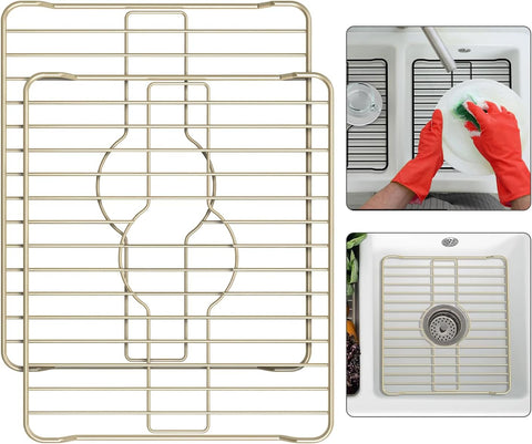 Better Houseware Sink Protectors for Kitchen Sink, Protective Metal Grid, 12x10.25x1 inches, Almond Kitchen Sink Mat to Shield Sink Base from Scratches, Rust-Resistant Coating, 2 pack, S