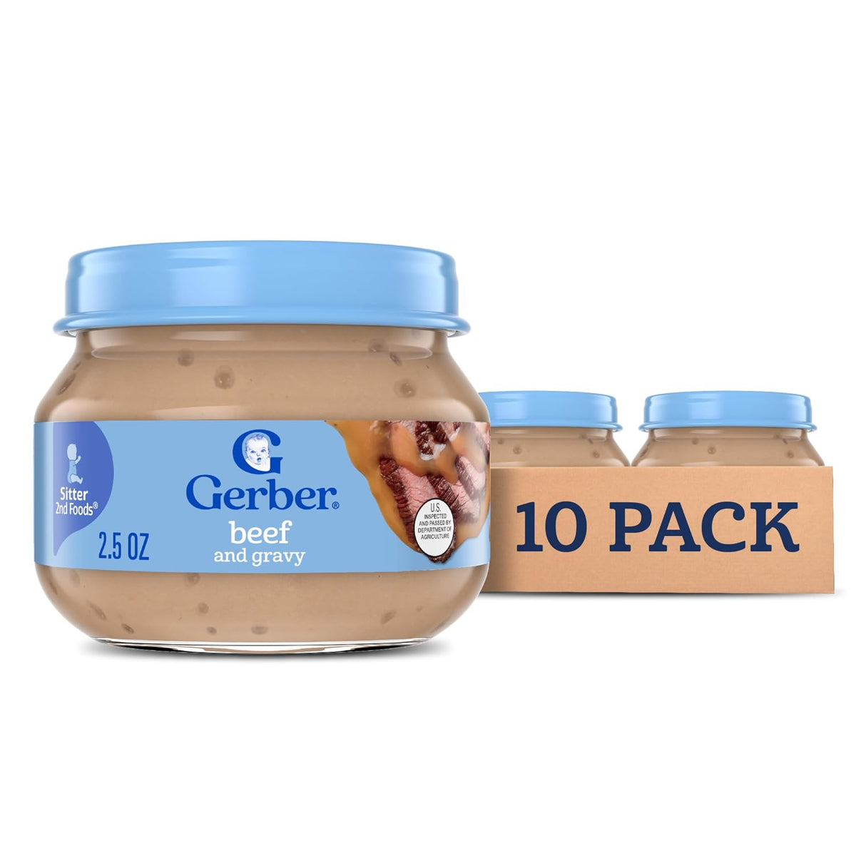 Gerber Stage 2 Beef and Gravy Baby Food, 2.5 Oz, 10 Pack