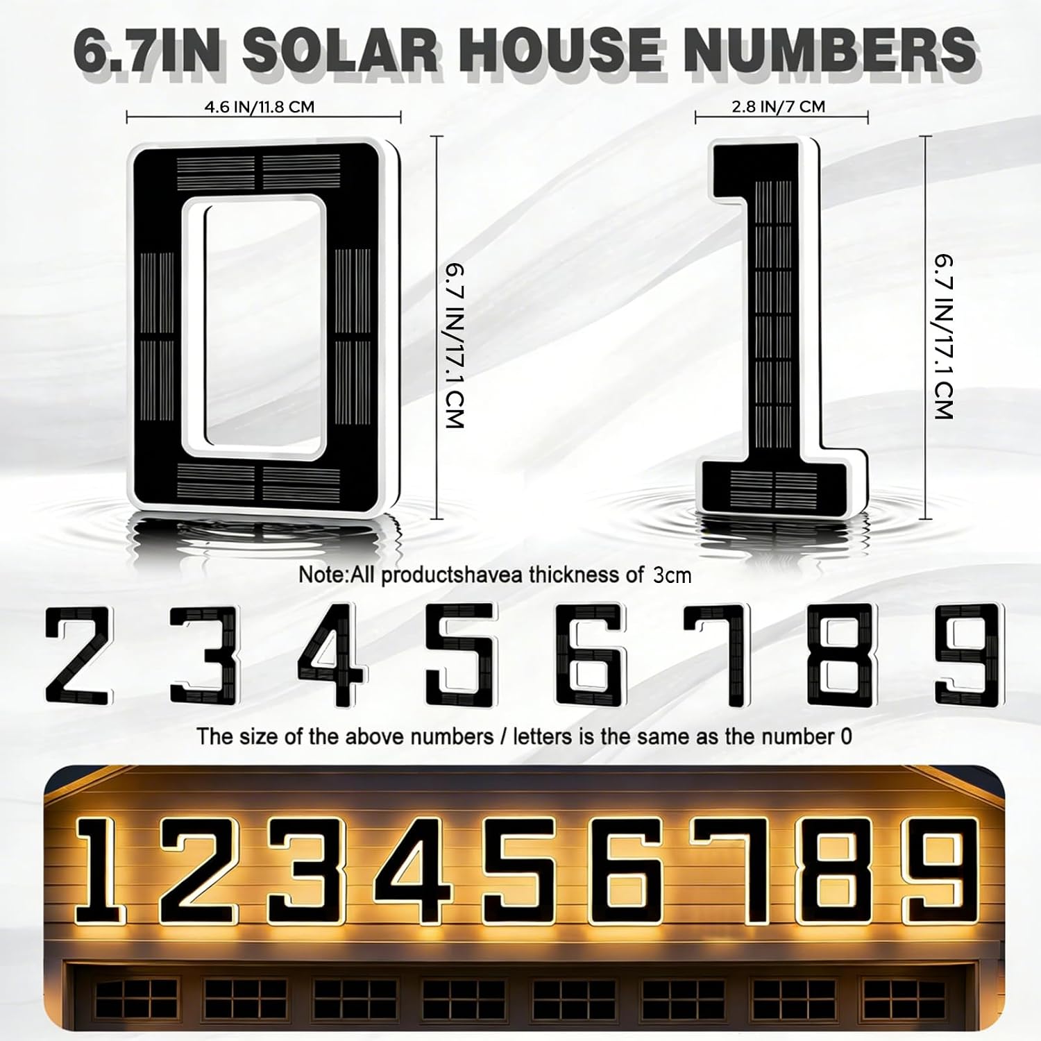 ISUNMEA 6.7 Inch Solar Lighted House Numbers for Outside, LED Backlit Light