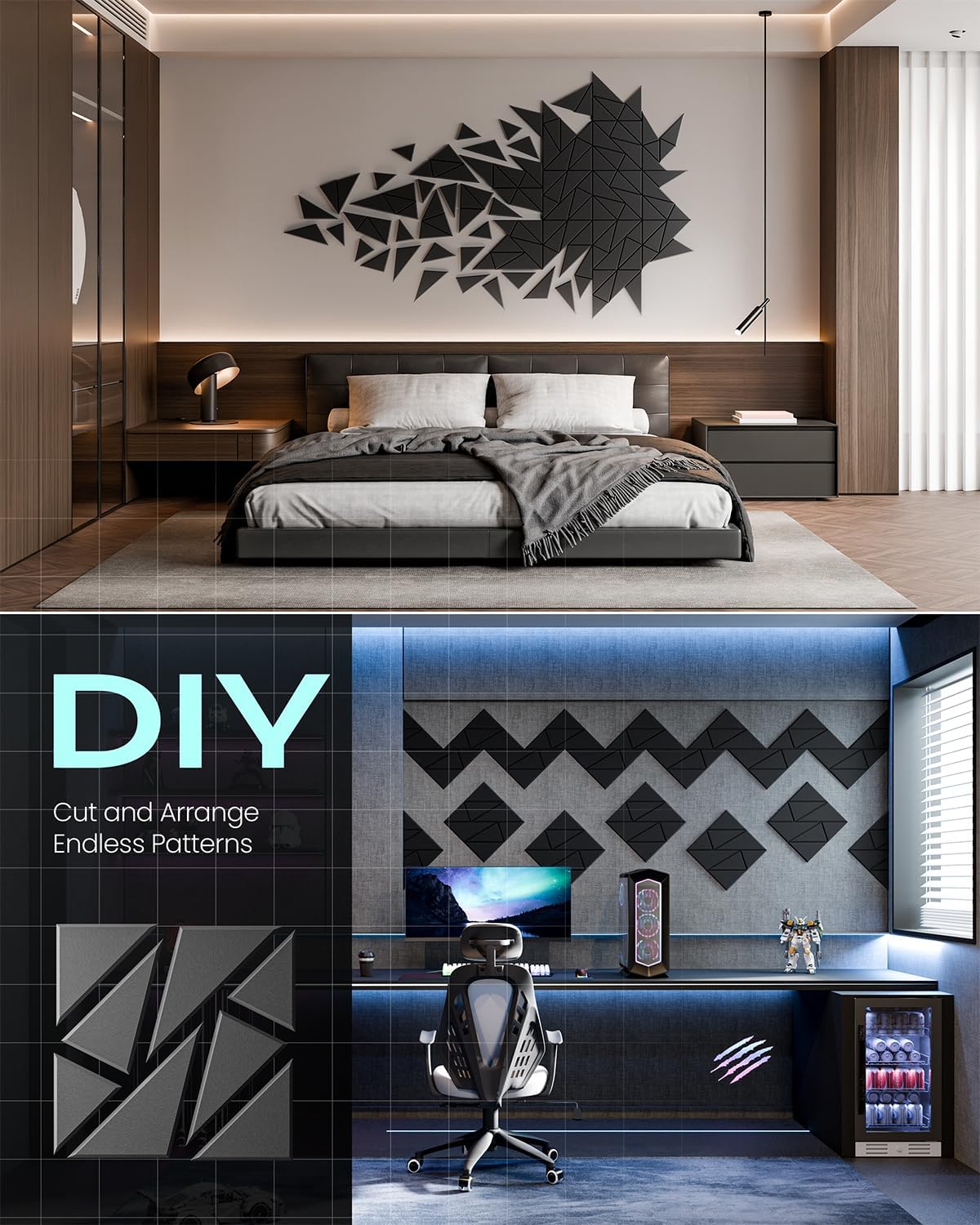 22 Pack Geometric Design Sound Proof Foam Panels for Walls 12"x12"x0.4"