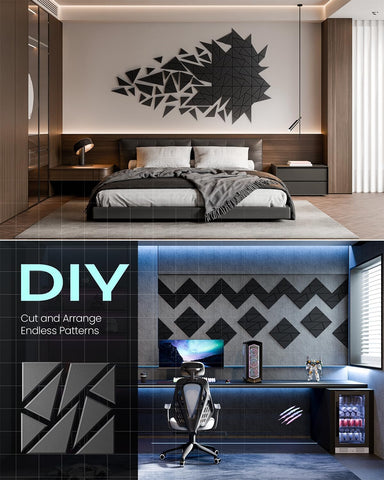 22 Pack Geometric Design Sound Proof Foam Panels for Walls 12"x12"x0.4"