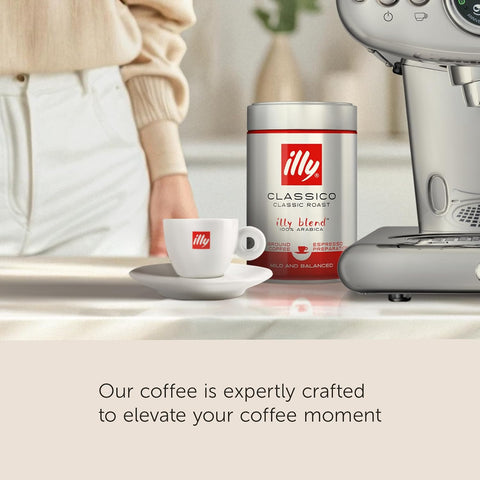 illy Ground Espresso Coffee, Classico Medium Roast, 8.8oz, 6 Pack