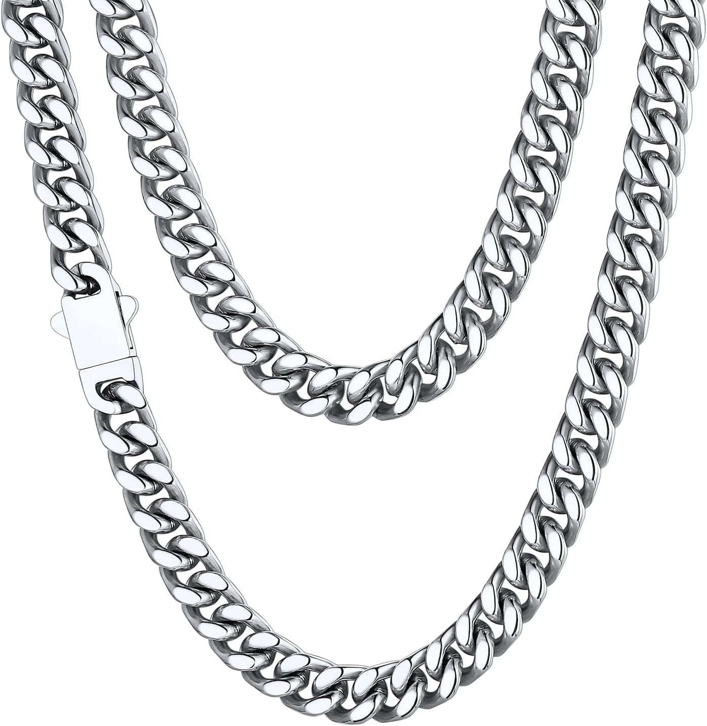 ChainsHouse Cuban Link Chain for Men, Stainless Steel Waterproof Necklace