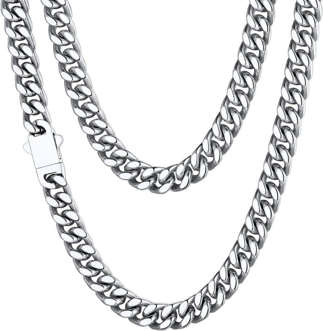 ChainsHouse Cuban Link Chain for Men, Stainless Steel Waterproof Necklace