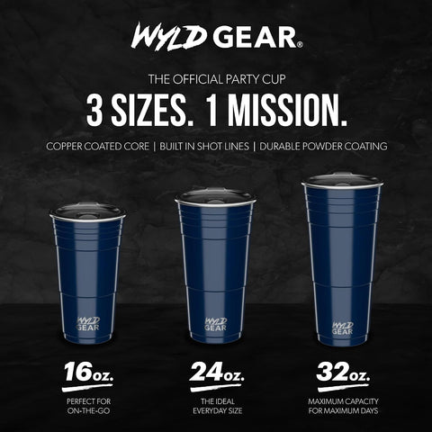Wyld Gear Party Cup 24oz Navy Stainless Steel Reusable Metal Cup with Lid