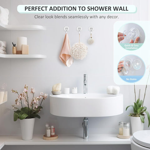 VIS'V Shower Suction Cup Hooks, Removable and Reusable, Clear, Small, 2 Pcs