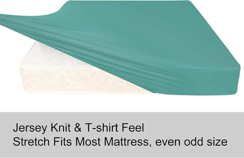 N&Y HOME Soft Stretch Twin Fitted Sheet Only, Jersey Knit, Aqua