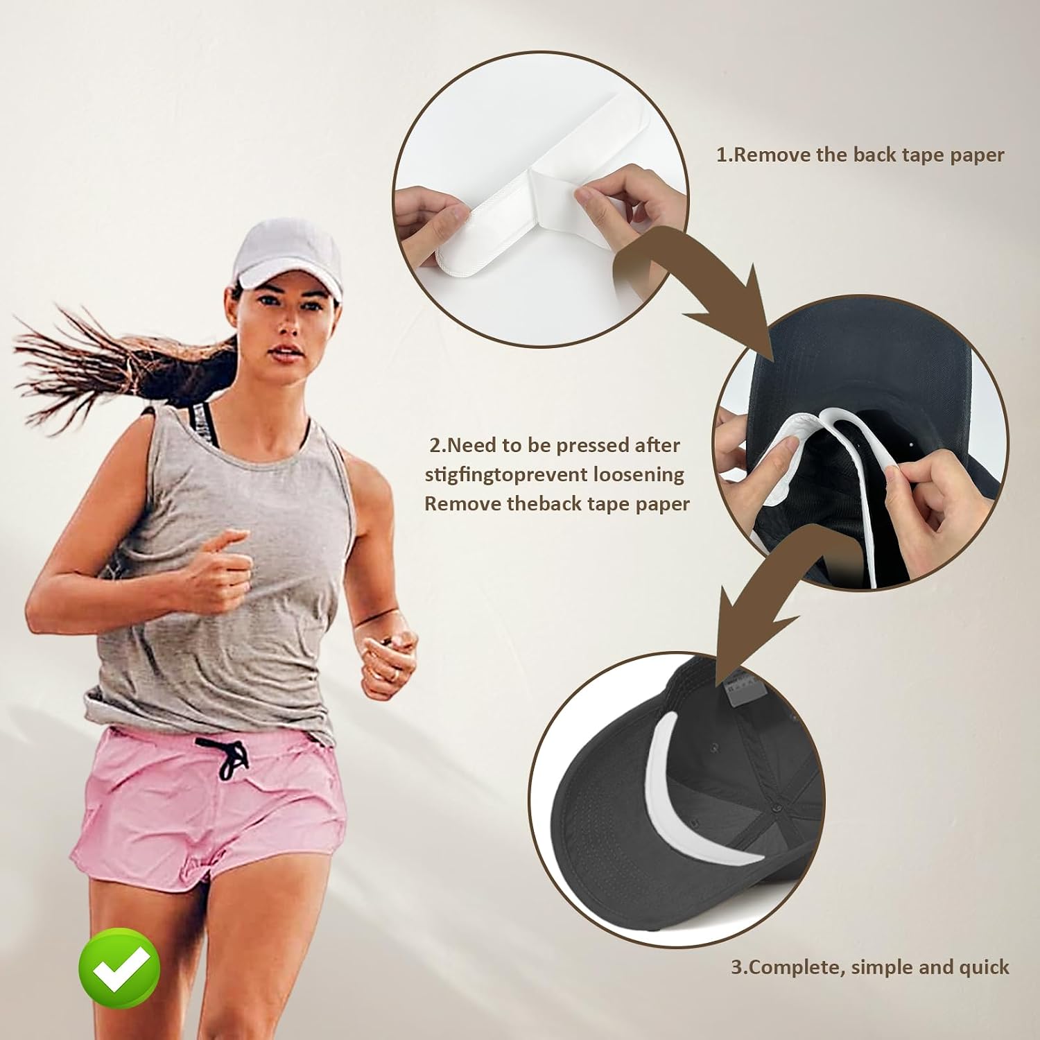 50 Pcs Self Adhesive Hat Sweat Liners for Baseball Caps, Black and White