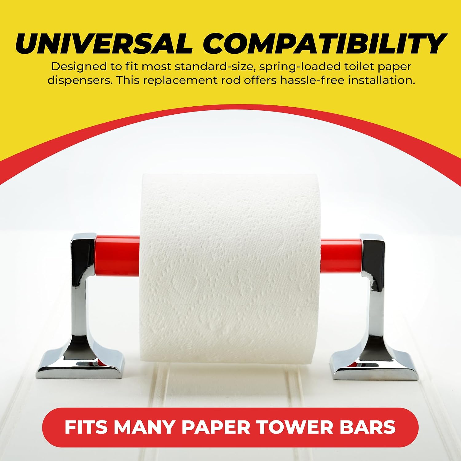 Qualihome RED Universal Plastic Spring Loaded Toilet Paper Roll Holder Replacement Rod, RED Toilet Paper Roll Replacement Rod