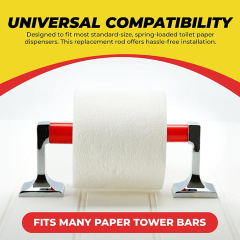 Qualihome RED Universal Plastic Spring Loaded Toilet Paper Roll Holder Replacement Rod, RED Toilet Paper Roll Replacement Rod