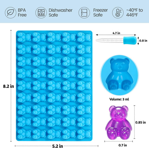 4 Pack Large Gummy Bear Molds Candy Molds - 3 Inch Gummy Silicone Molds