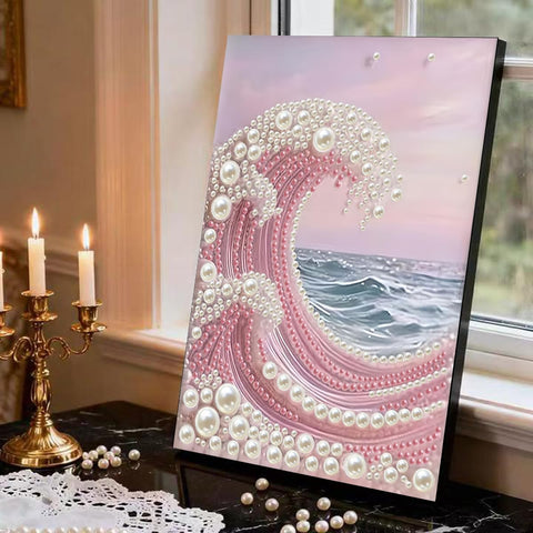 5D Diamond Art Pearl Painting Kits for Adults,Pink waves Diamond Art Kits
