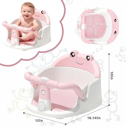 Baby Bath Seat for Babies 6 Months & Up, Non-Slip Toddler Bath Seat with Suction Cup, Safe and Comfortable Portable Infant Bathtub Chair for Bathroom, Bathtub Tub Sitting Up, Easy to Clean (Pink)