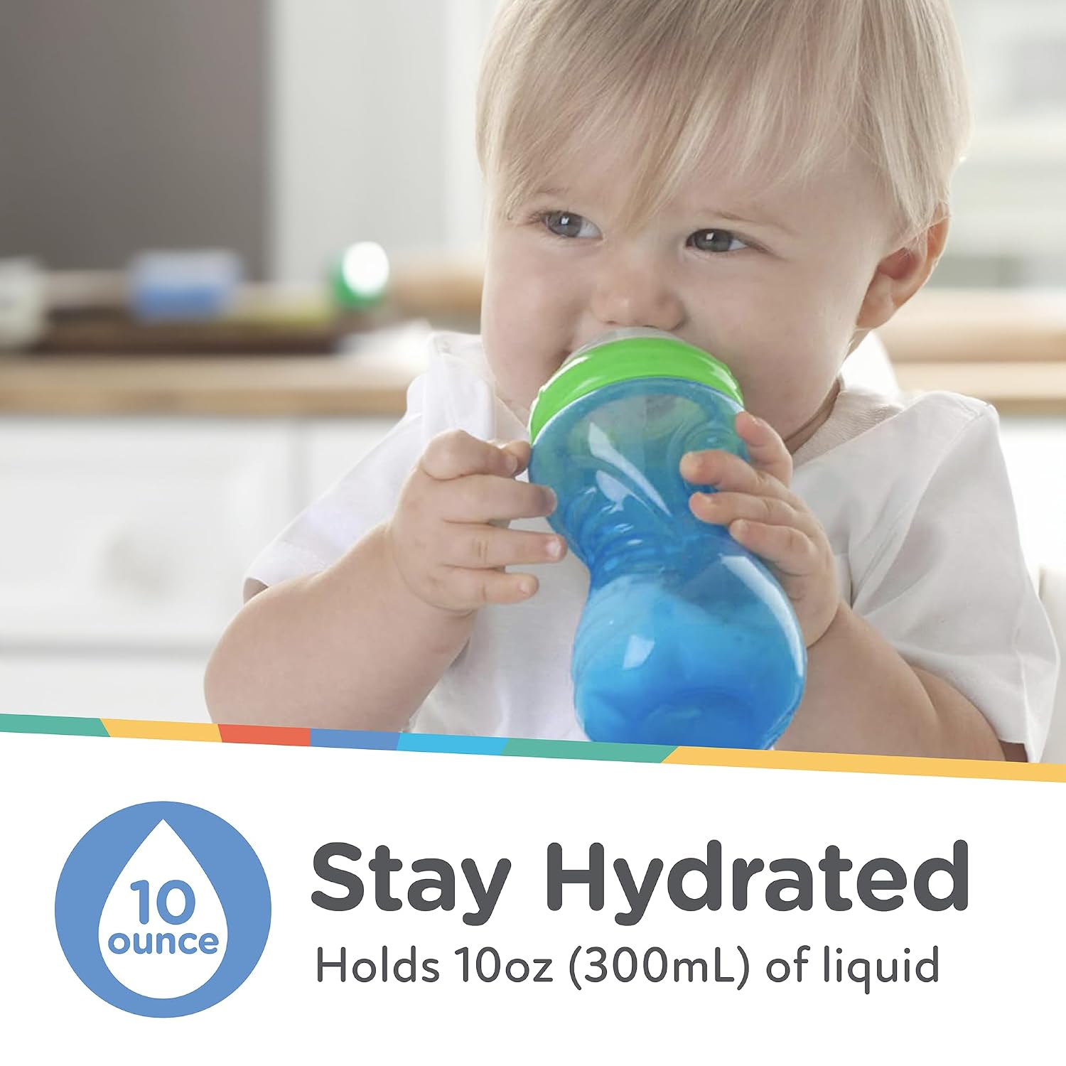 Nuby Clik-It Soft Spout No-Spill Easy Grip Sippy Cup, 10 Oz - 3 Pack