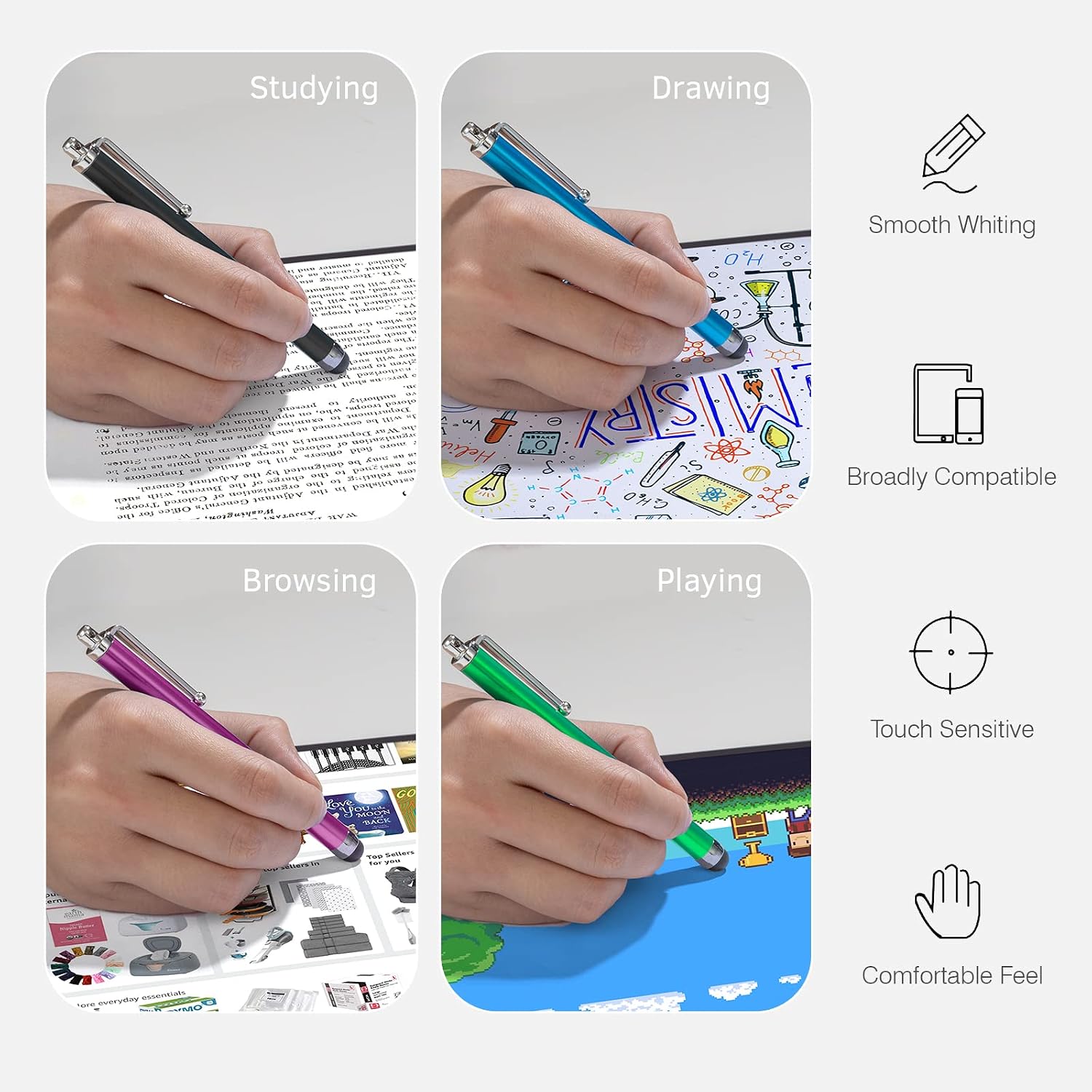 Stylus Pens for Touch Screens, Abiarst High Precision Universal Stylus for iPad iPhone Tablets Samsung Galaxy All Capacitive Touch Screens (20-Pack)