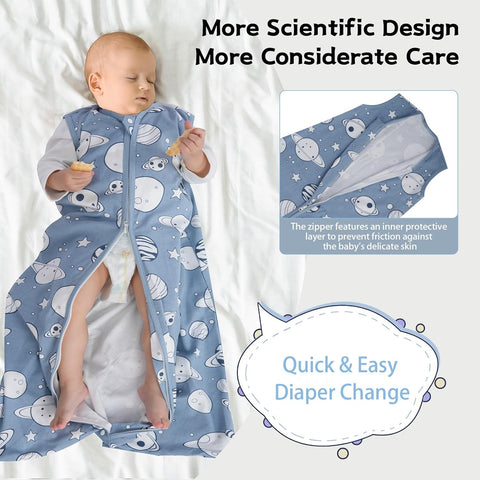 Baby Sleep Sack 0-6 Months, 100% Cotton Wearable Blanket, 0.5 Tog, 3 Pack