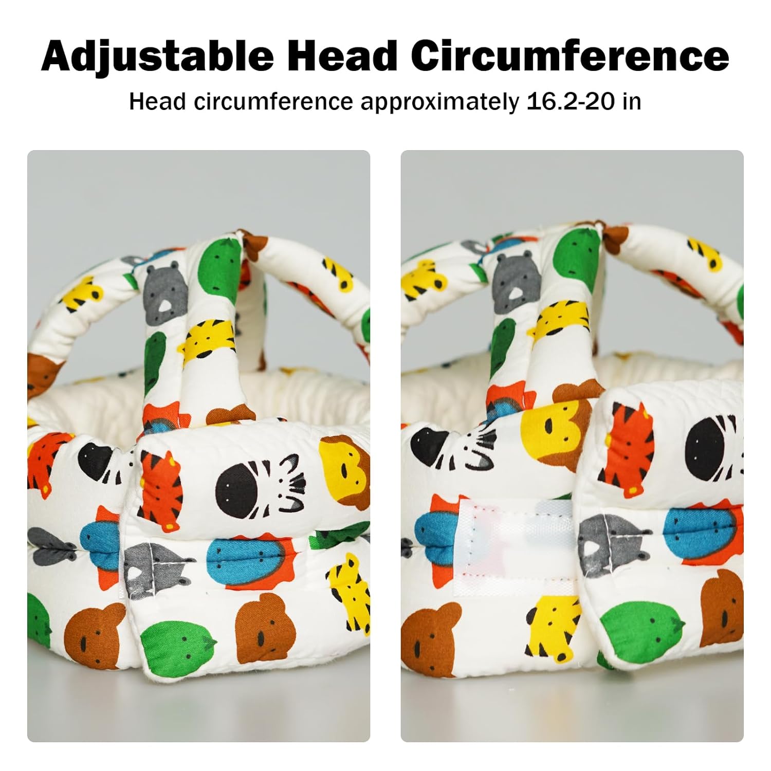 Baby Head Protector Baby Helmet for Crawling Walking, No Bumps Safety Head Adjustable Protective Cap for Walking, Playing (Animals)