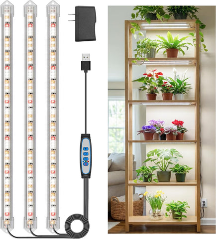 Kullsinss 16in Grow Lights for Indoor Plants, 3-Bar 180 LEDs Full Spectrum