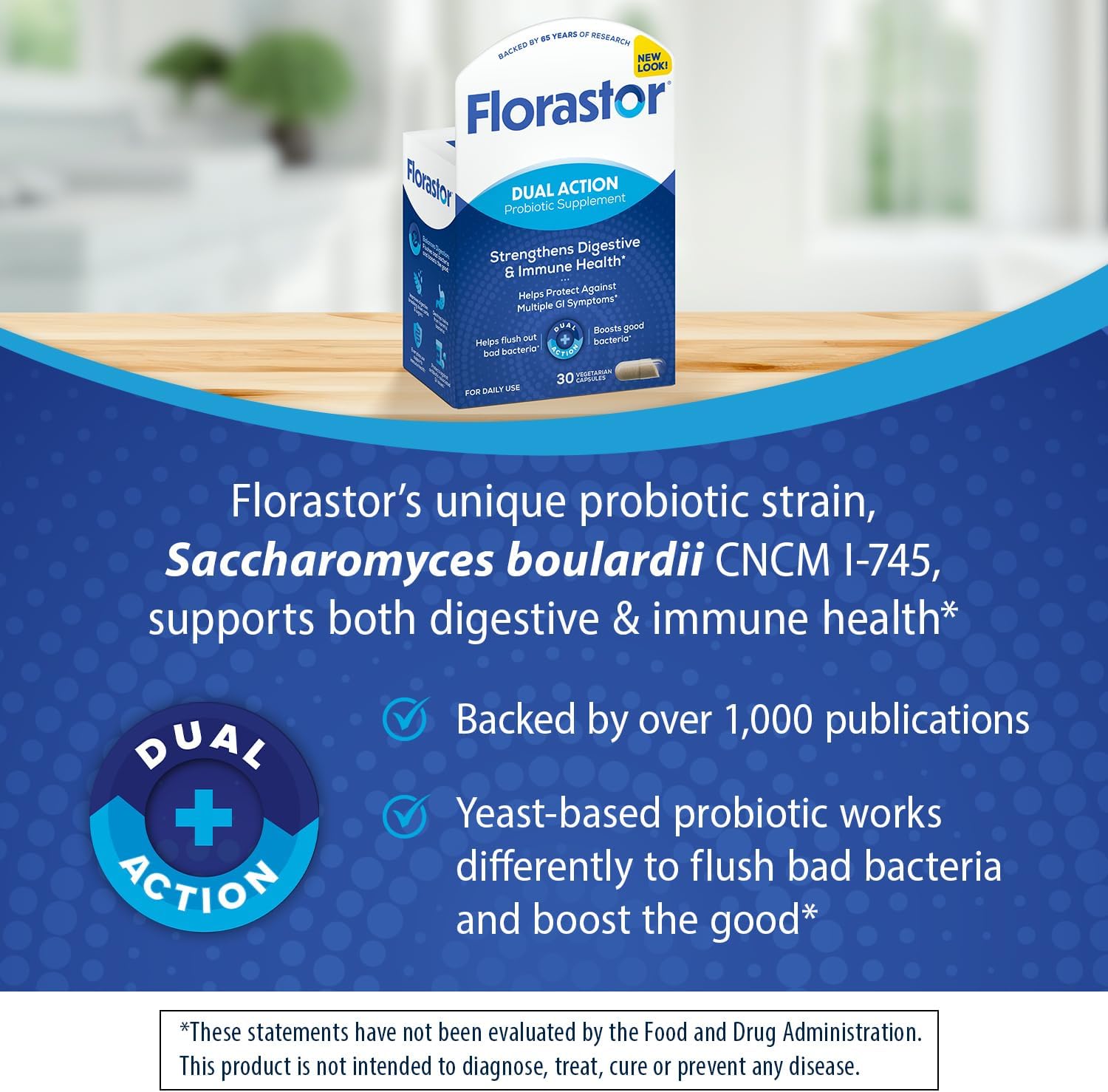 Florastor Probiotic for Digestive and Immune Health, 30 Capsules