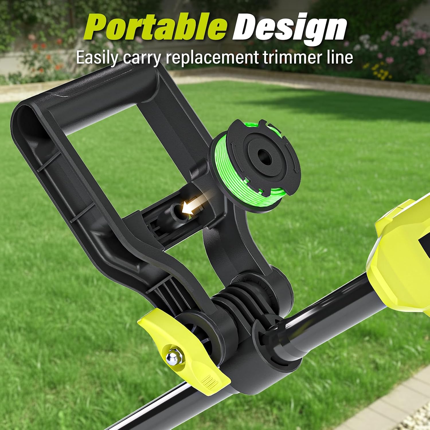 SEYVUM String Trimmer, 20V 12-inch Cordless Weed Wacker with Auto Line Feed, 2 X 2.0Ah Battery Powered Lawn Edger with 8 Pcs Grass Cutter Spool Line, Fast Charger Included