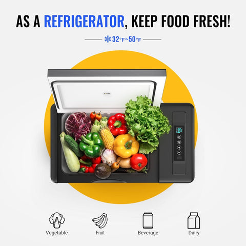 BougeRV 12v refrigerator 23 Quart, -8℉~50℉ Portable Freezer for Car, Black
