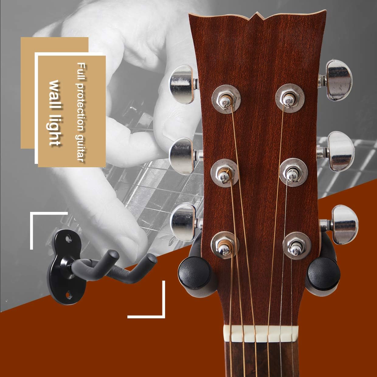 WOGOD Guitar Hanger Wall Mount Guitar Wall Holders Hooks Stands (Guitar Style -5P)