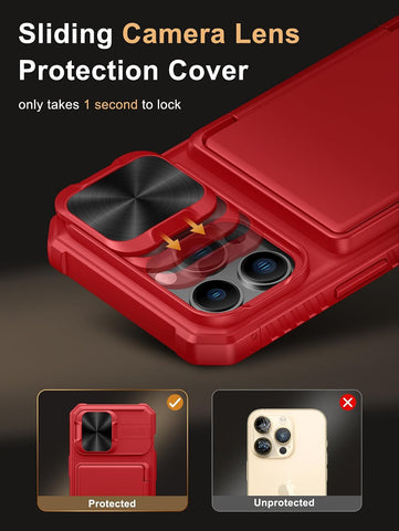 Vihibii for iPhone 13 Pro Case Wallet with Card Holder (4 Cards), 2021, Red